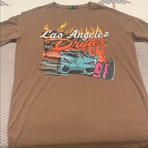 SHEIN Brown Long Sleeve Tee with Graphic Design
